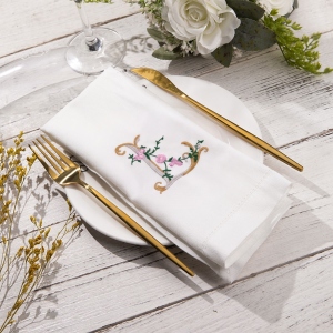 embroidered linen napkin