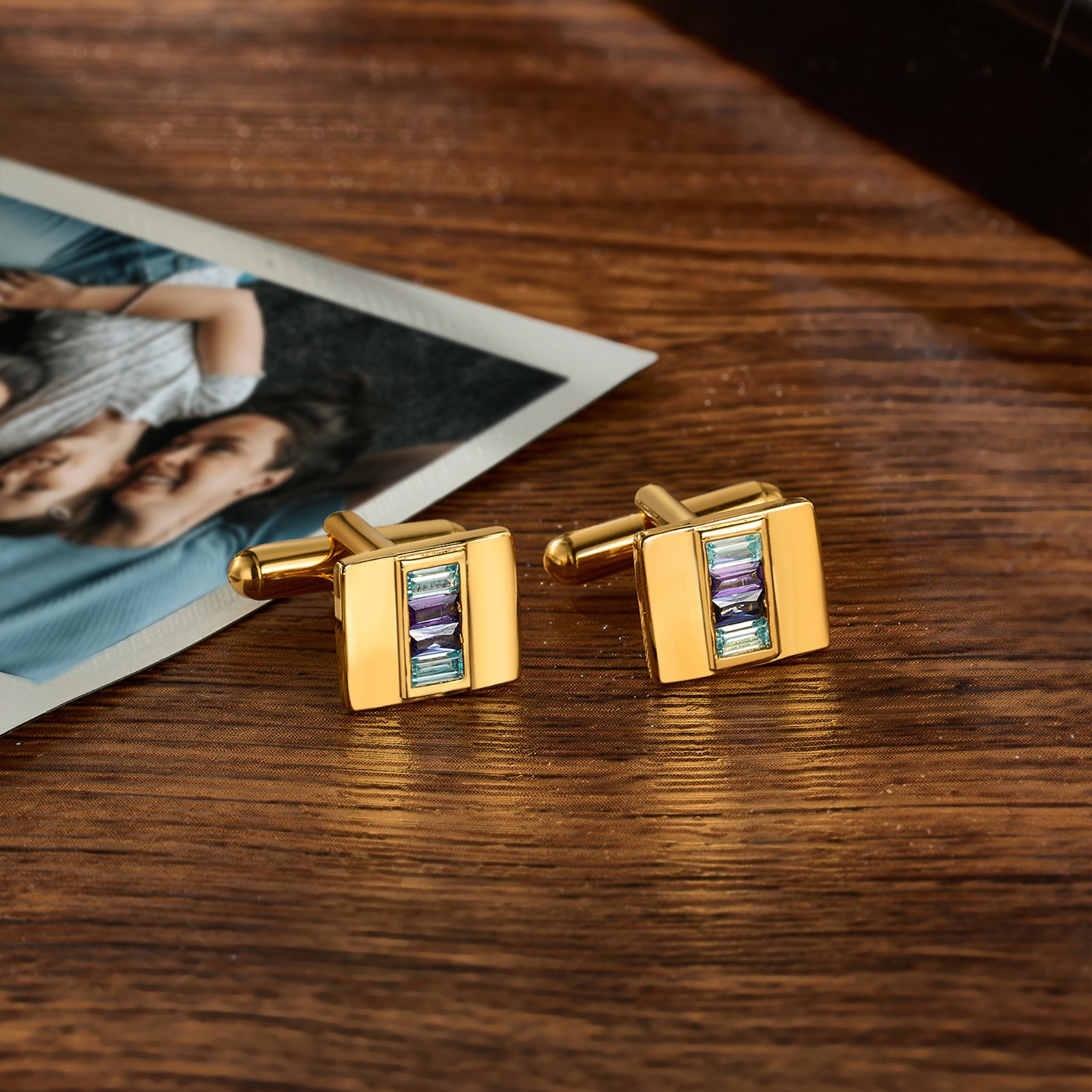 Personalized 1-4 Birthstones Cufflinks, Dainty Family Birthstone Accessories, Birthday/Anniversary/Father's Day Gifts for Husband/Dad/Family/Men