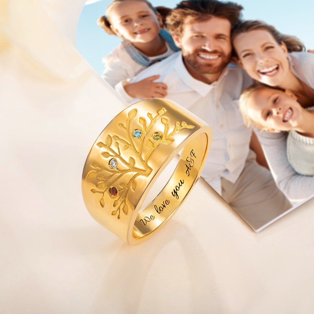 Custom Family Tree Ring with 1-20 Birthstones