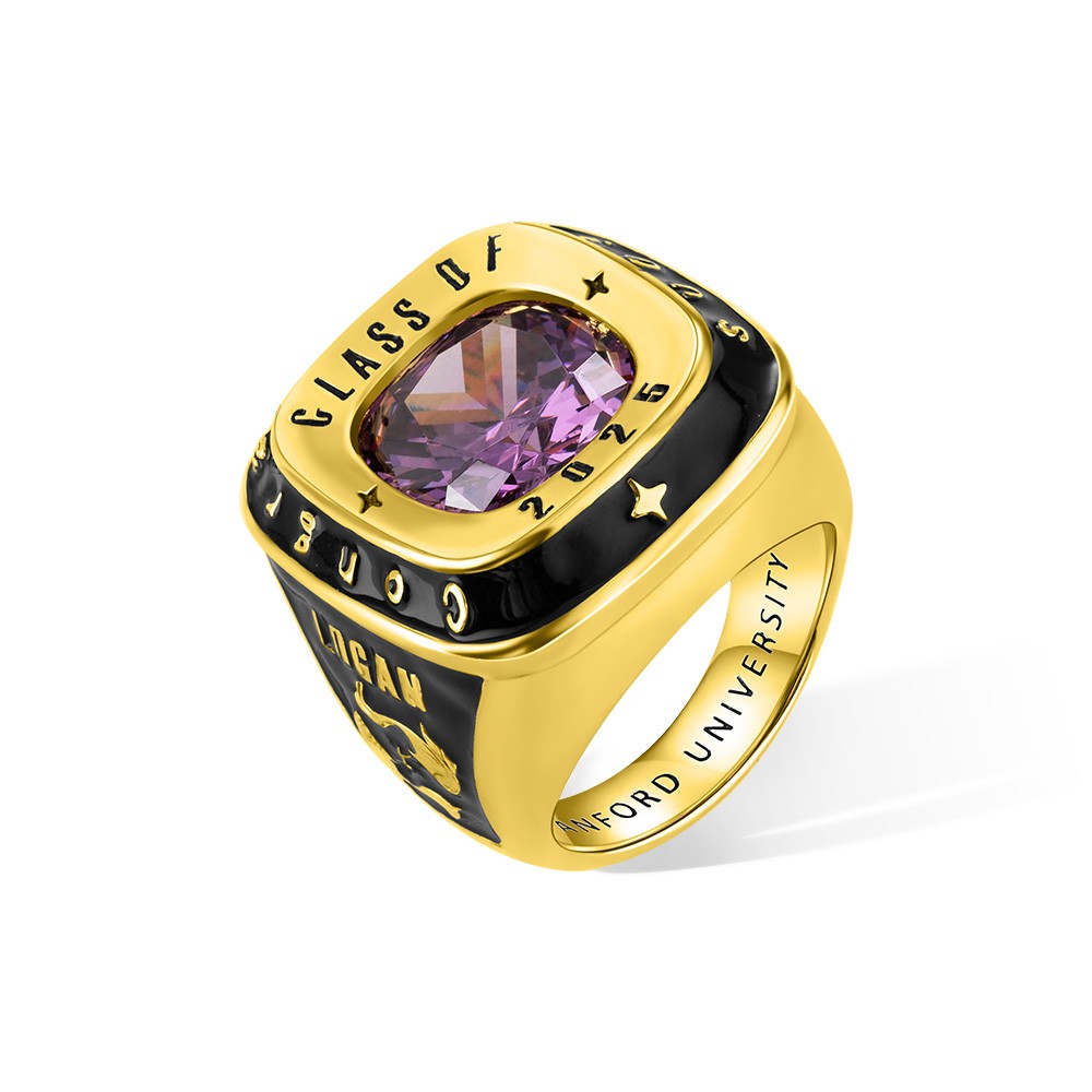 Custom Men Birthstone Class Ring with Engraved Text, High School, College & University Graduation Ring, Graduation Gift for Class of 2025 Graduates