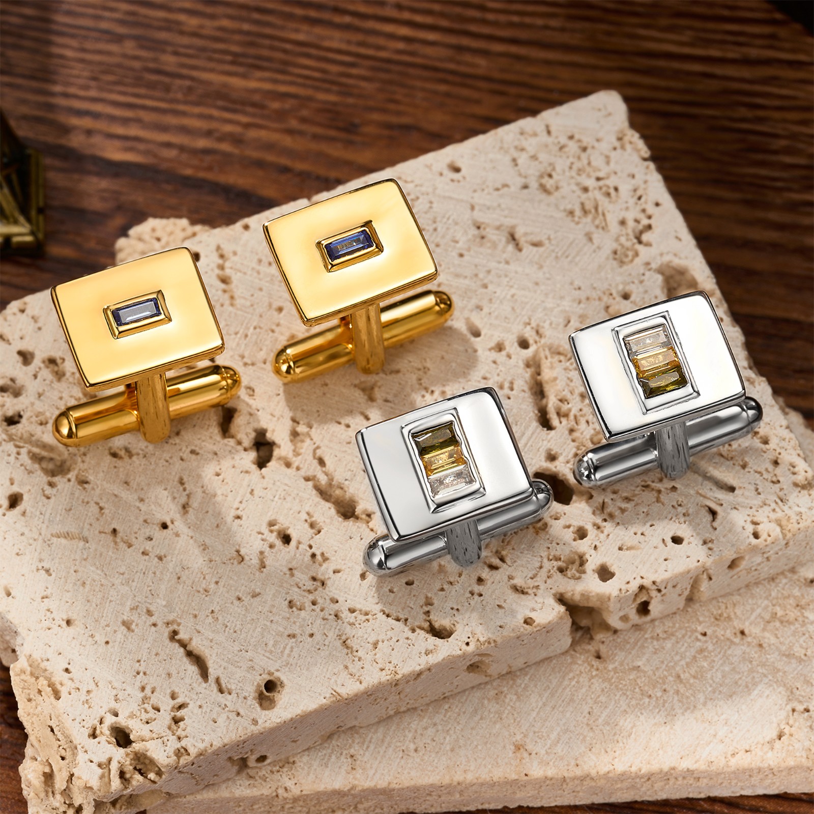 Personalized 1-4 Birthstones Cufflinks, Dainty Family Birthstone Accessories, Birthday/Anniversary/Father's Day Gifts for Husband/Dad/Family/Men