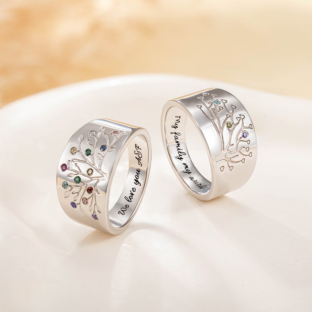 Custom Family Tree Ring with 1-20 Birthstones