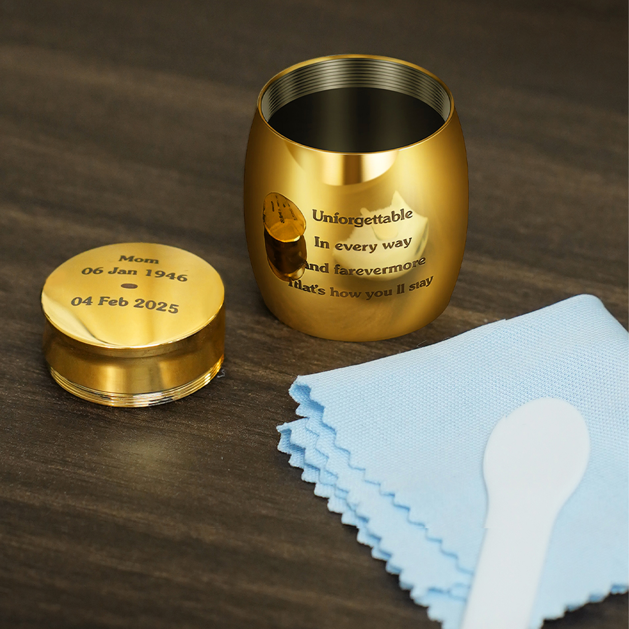 Custom Mini Urn for Human Ashes with Photo & Message, Personalized Photo Cremation Jewelry Keepsake, Memorial Gift