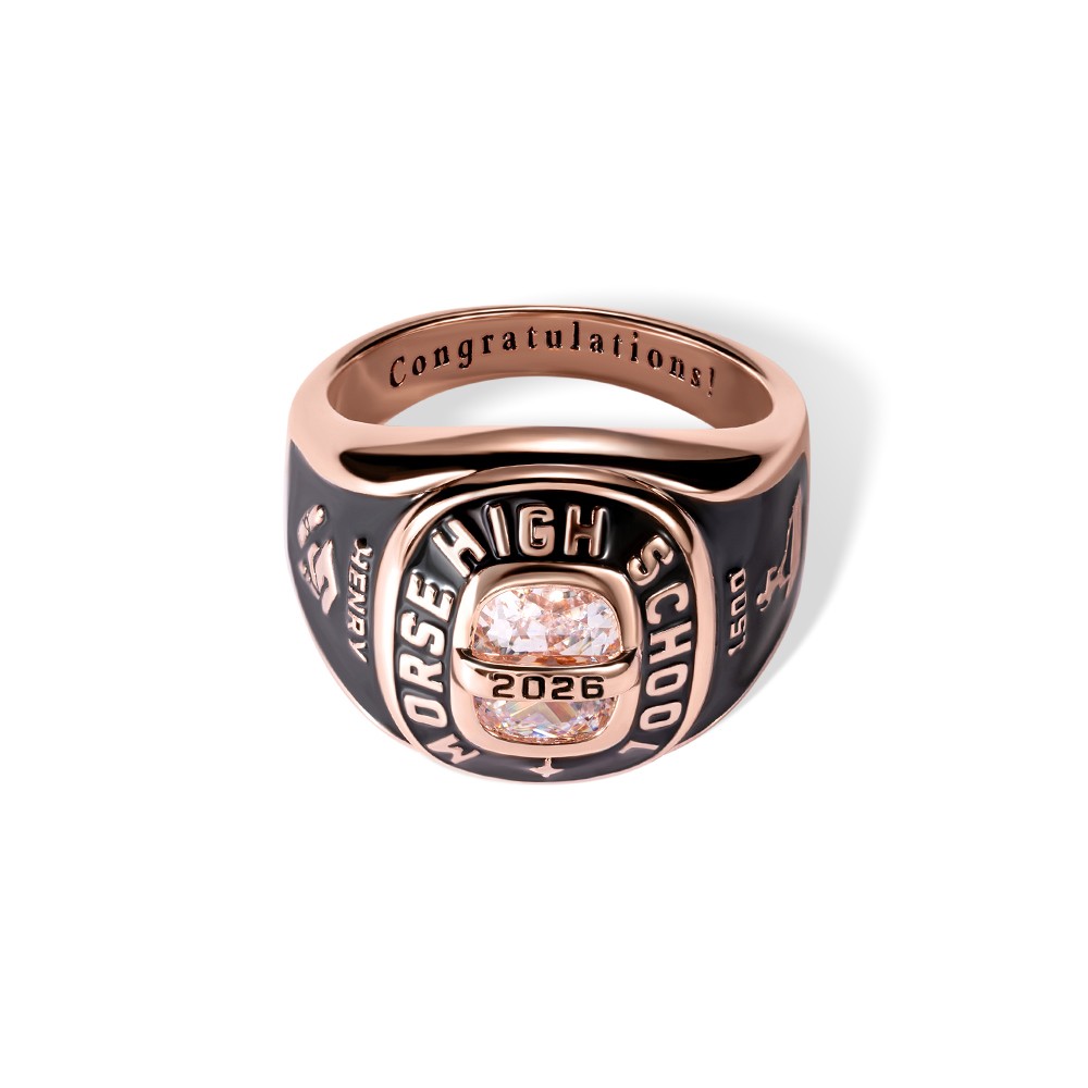 Custom Birthstone Class Ring with Engraved Text, High School & College Men's Signet Ring, Class of 2025 Graduation Ring, Mementos Jewelry Gift for Graduate