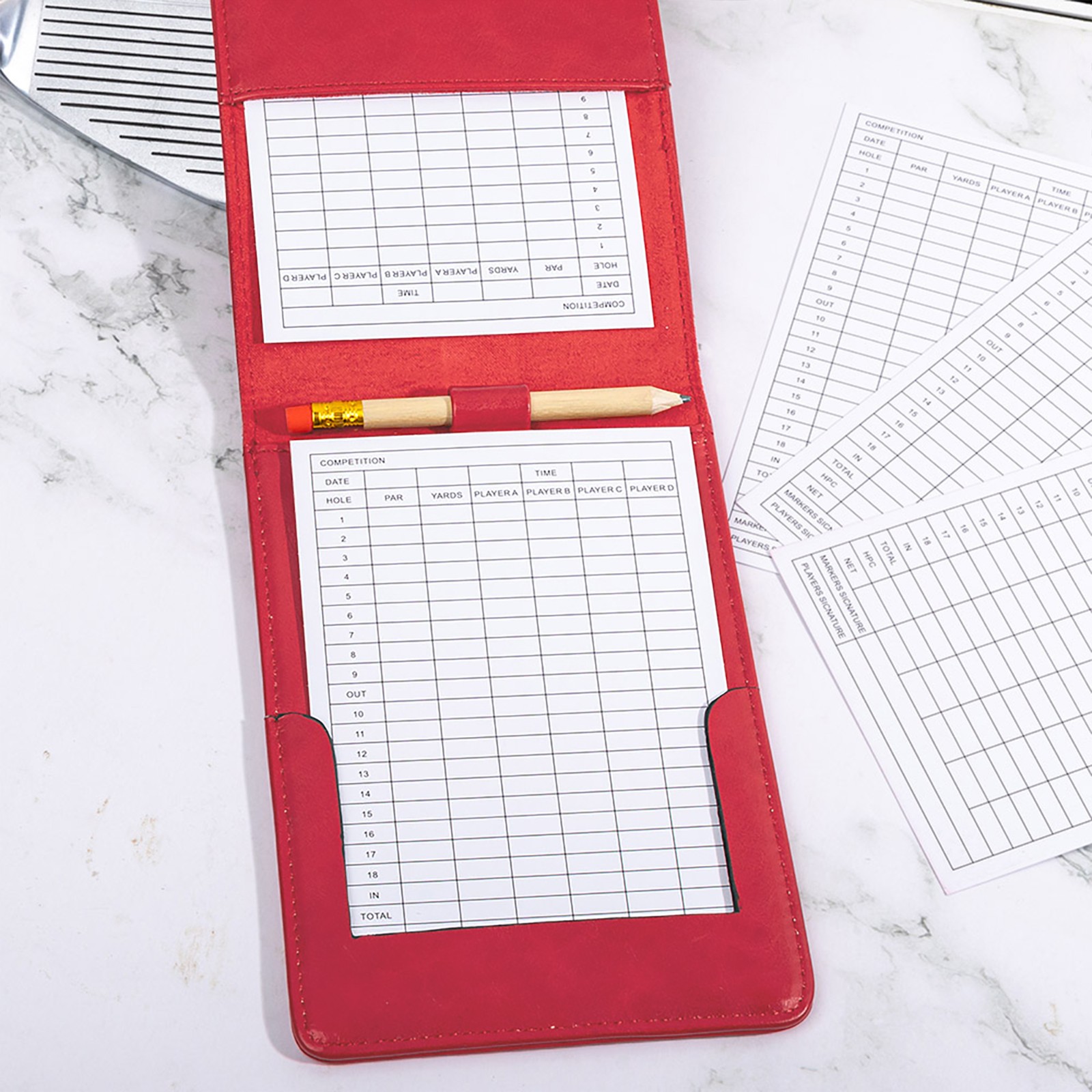 Personalized Leather Golf Scorecard Holder with Multicolor, Custom Name Golf Yardage Book Cover, Golf Accessories, Gift for Golfer/Dad/Groomsmen