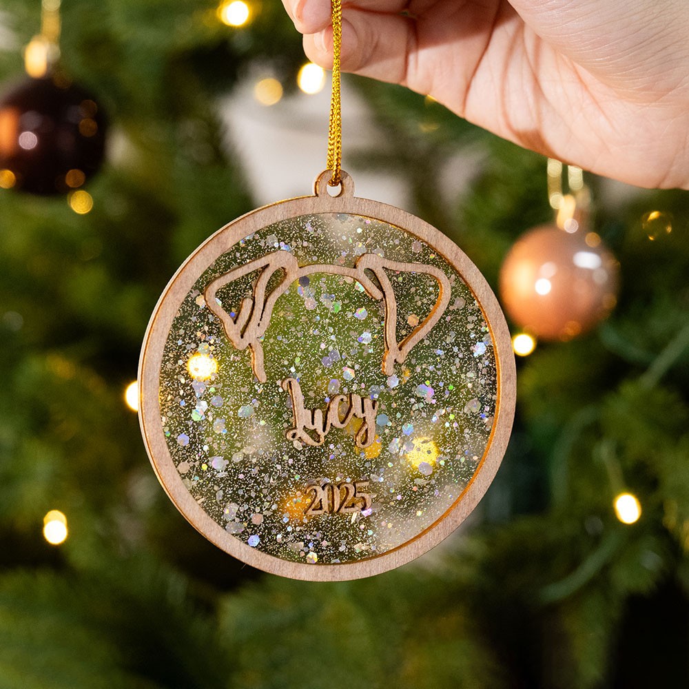 Personalized Dog Ear Memorial Ornament, Custom Wooden Ornament, Christmas Tree Decor, Dog Accessories, Dog Memorial Gift, Gift for Pet Lover/Dog Mom