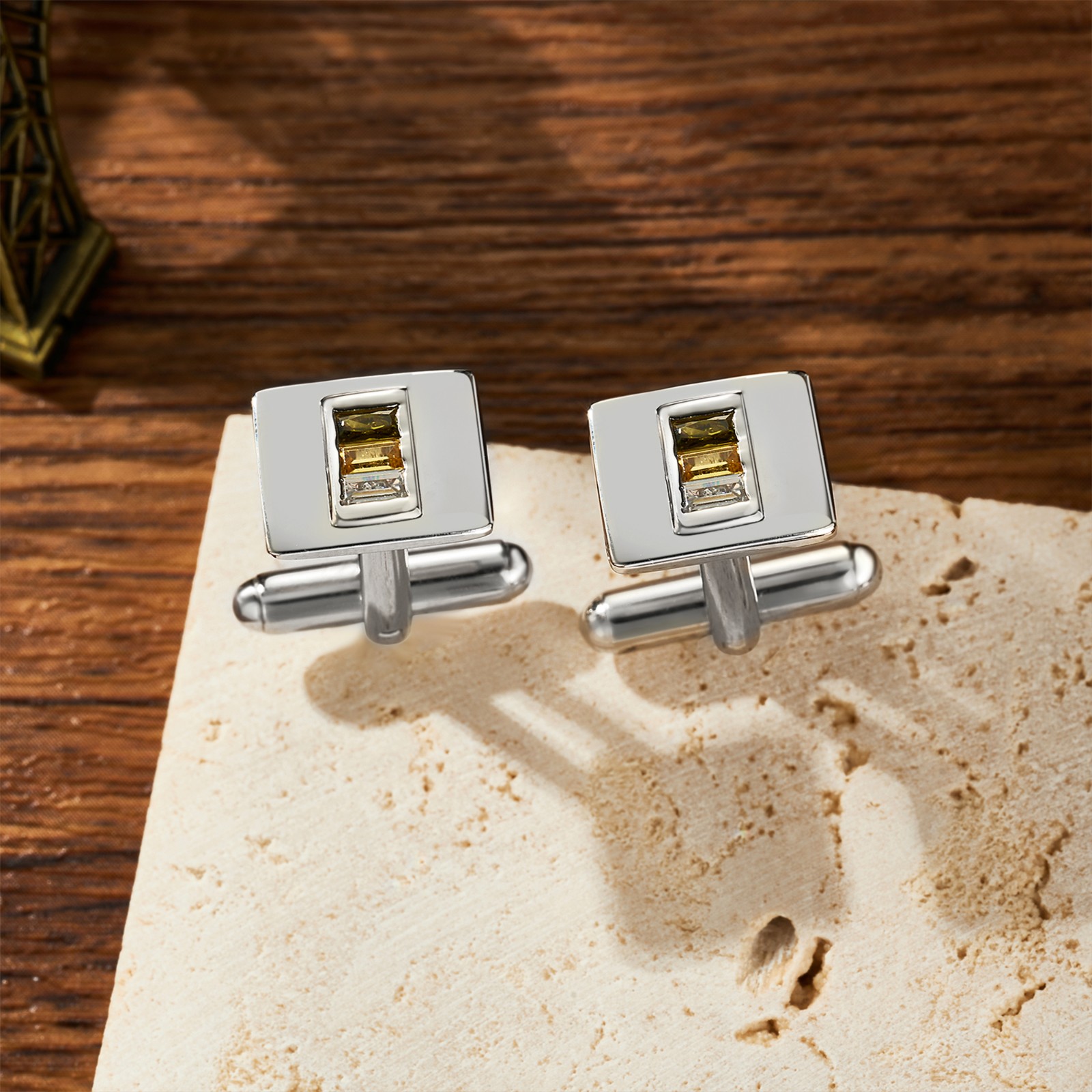Personalized 1-4 Birthstones Cufflinks, Dainty Family Birthstone Accessories, Birthday/Anniversary/Father's Day Gifts for Husband/Dad/Family/Men