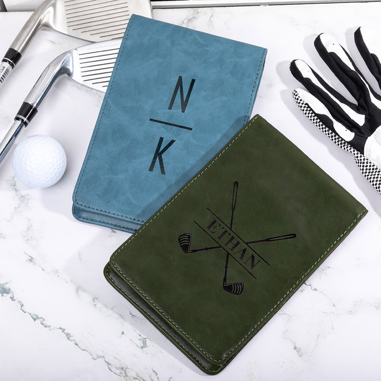 Personalized Leather Golf Scorecard Holder with Multicolor, Custom Name Golf Yardage Book Cover, Golf Accessories, Gift for Golfer/Dad/Groomsmen