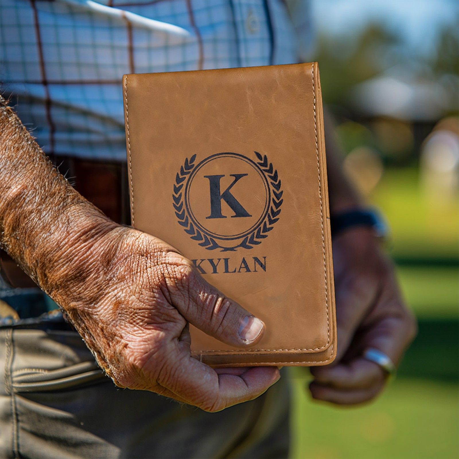 Personalized Leather Golf Scorecard Holder with Multicolor, Custom Name Golf Yardage Book Cover, Golf Accessories, Gift for Golfer/Dad/Groomsmen