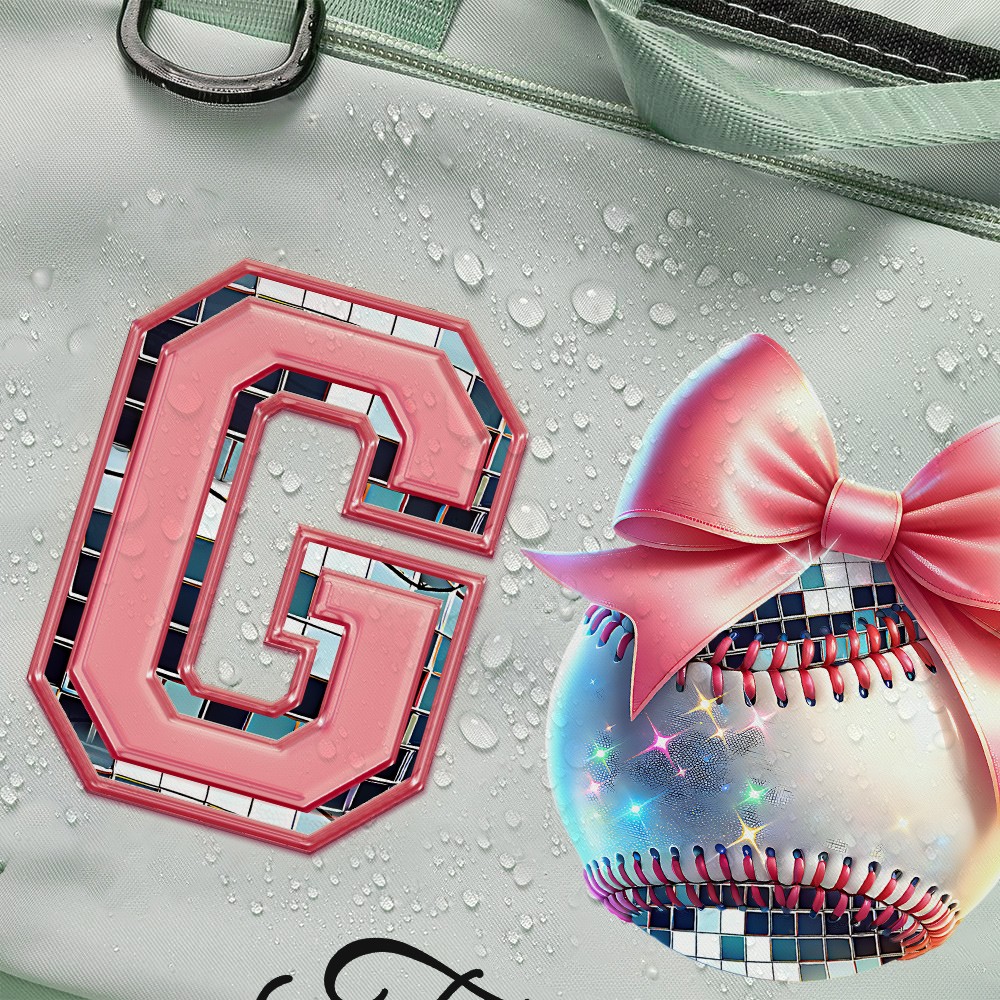 Custom Name Pink Bow Disco Ball Theme Duffle Bag, Waterproof Large Capacity Travel Overnight Bag, Christmas/Birthday Gift for Team/Coach/Sports Lovers