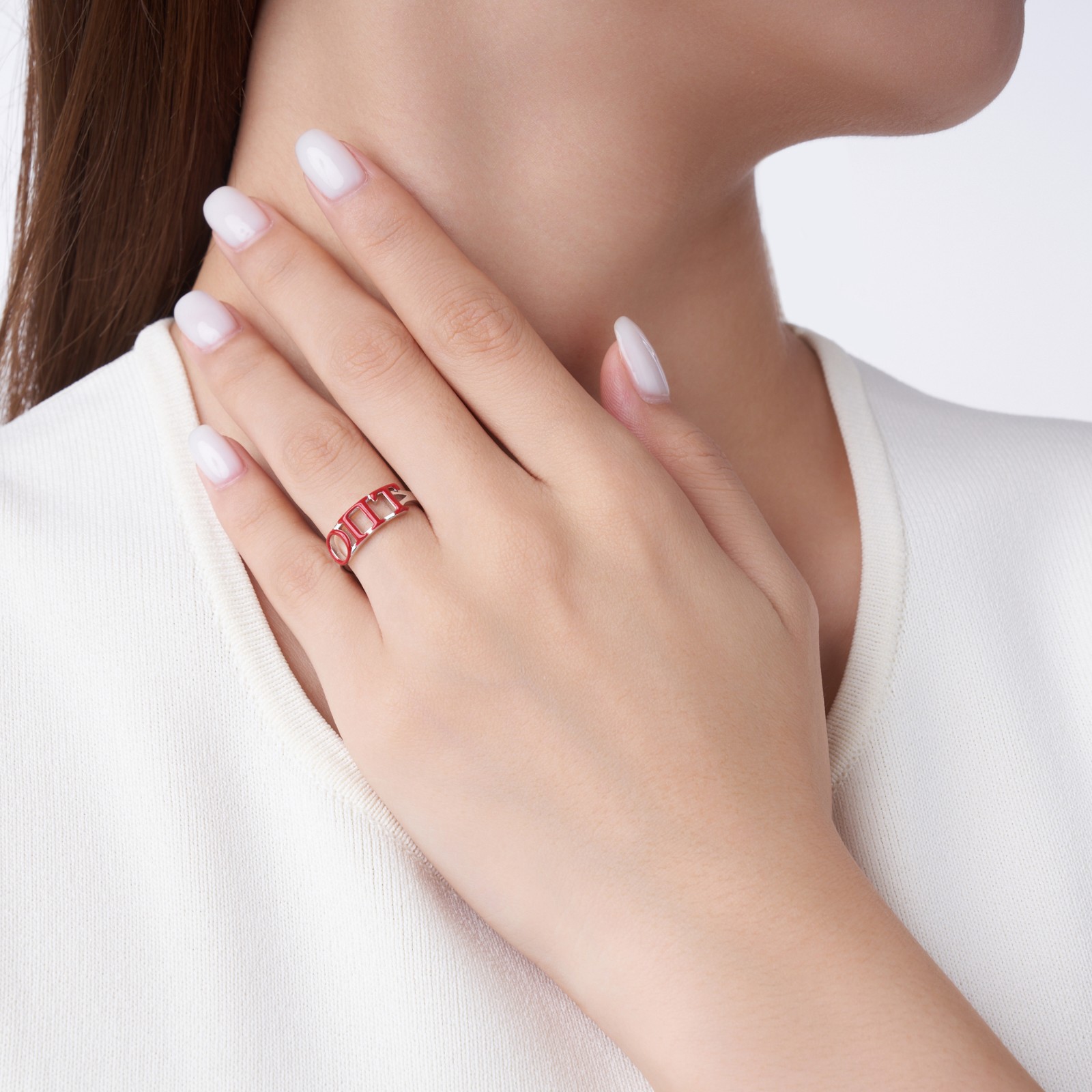 Personalized Engraved Sorority Enamel Greek Letters Ring, Sterling Silver 925 New Sorority Member Ring, Sorority Bid Day Gift for Girls/Friends