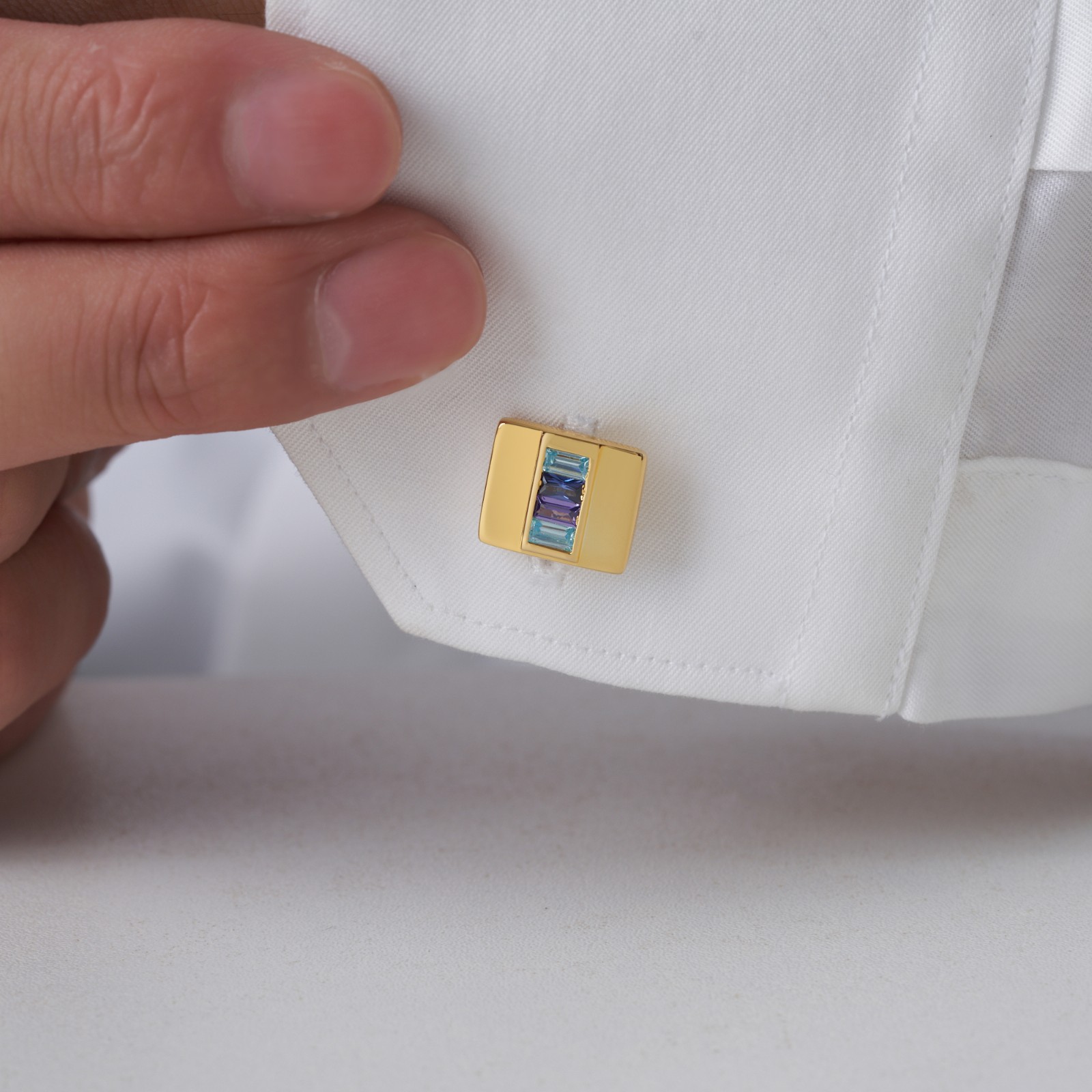 Personalized 1-4 Birthstones Cufflinks, Dainty Family Birthstone Accessories, Birthday/Anniversary/Father's Day Gifts for Husband/Dad/Family/Men