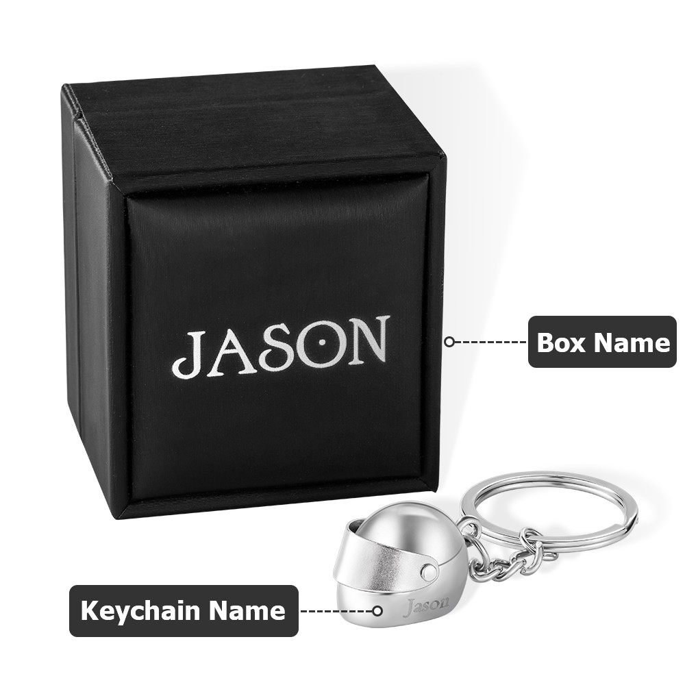 Custom Name Motorcycle Helmet Keychain, Personalized Biker Keyring with Monogram, Birthday/Father's Day Gift for Biker/Motorcyclist/Boyfriend/Men/Dad
