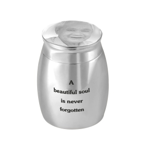 Custom Mini Urn for Human Ashes with Photo & Message, Personalized Photo Cremation Jewelry Keepsake, Memorial Gift