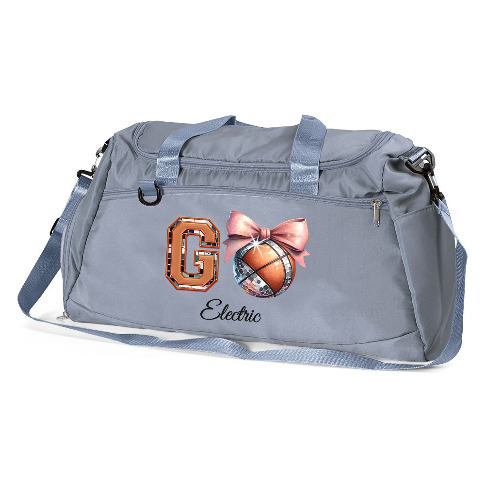 Custom Name Pink Bow Disco Ball Theme Duffle Bag, Waterproof Large Capacity Travel Overnight Bag, Christmas/Birthday Gift for Team/Coach/Sports Lovers