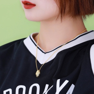 Engraved Football Necklace in Gold