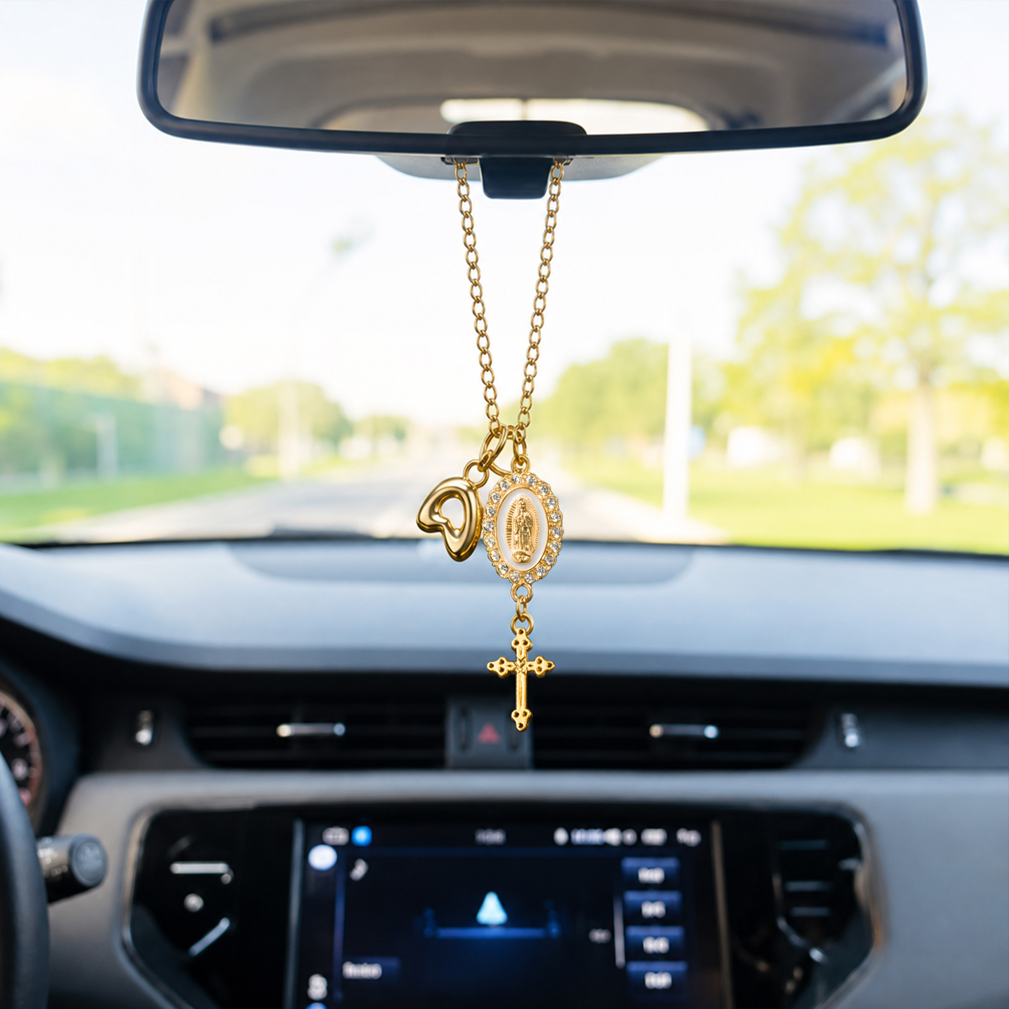 Steering Wheel Rosary Charm