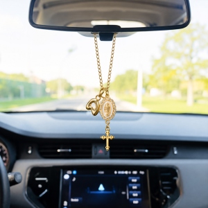 Steering Wheel Rosary Charm