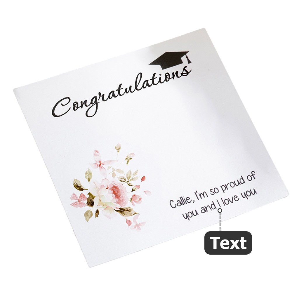 Personalized Pink Flower Four Leaf Clover Graduation Keychain, Custom Initial Keychain with Card, Graduation Gift for Daughter/Sister/Graduate