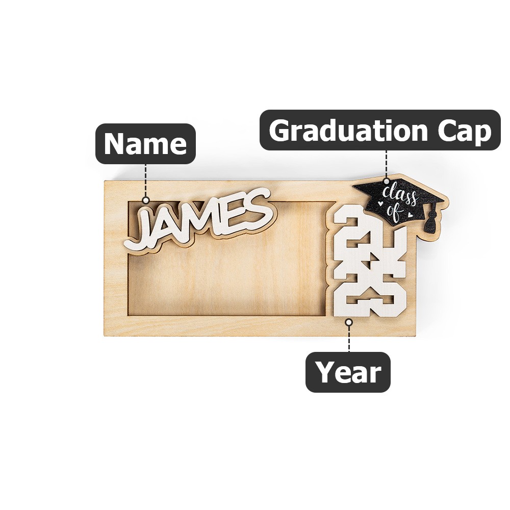 Personalized Graduation Gift Money Holder Class of 2025, Custom Monogram Wooden Graduation Cap Cash Holder, Gift for Graduate/College/Classmate