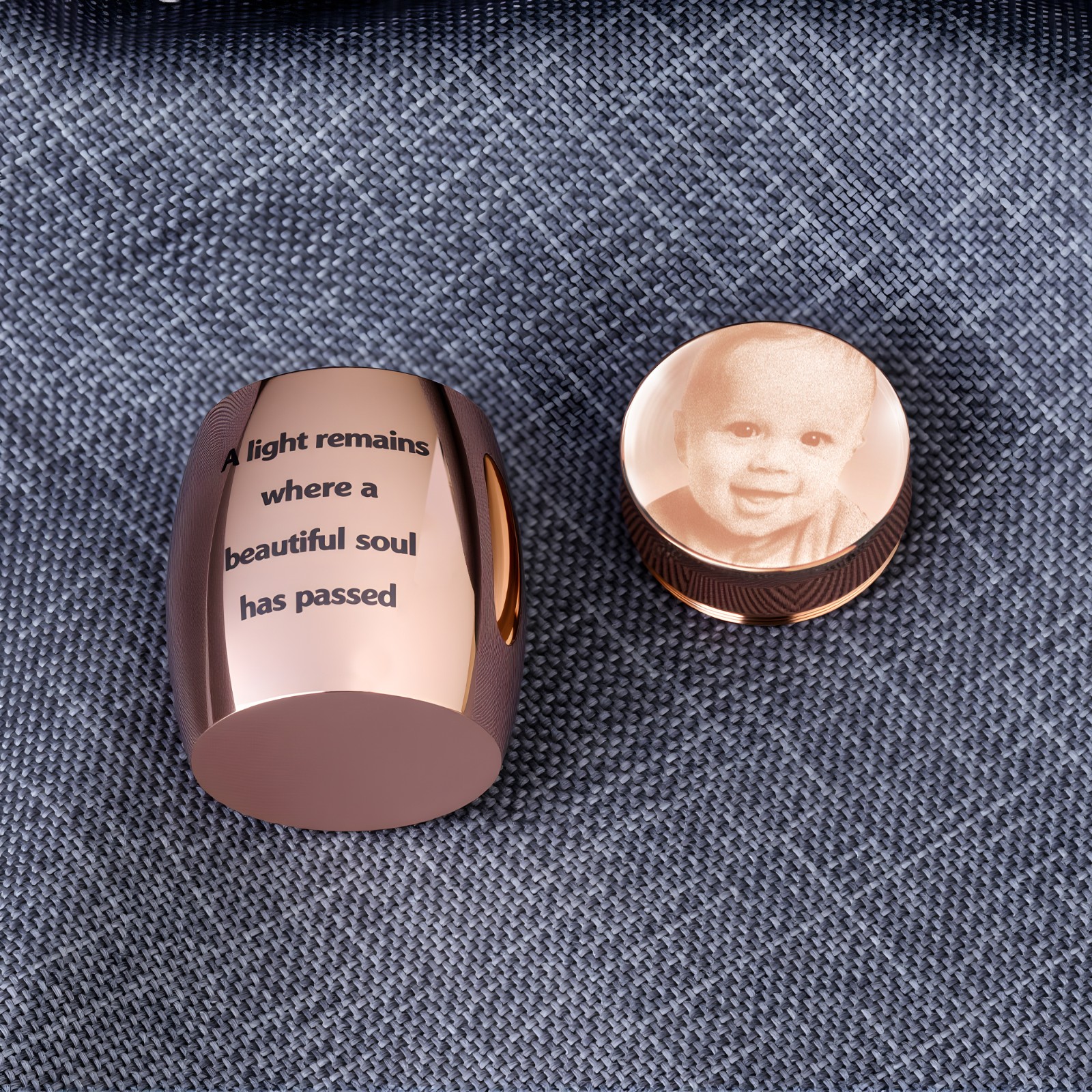 Custom Mini Urn for Human Ashes with Photo & Message, Personalized Photo Cremation Jewelry Keepsake, Memorial Gift