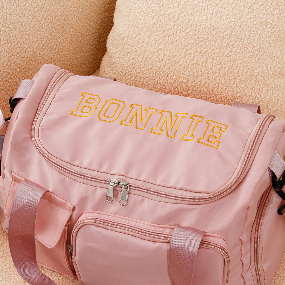 Personalized Embroidered Name Duffle Bag, Multi-compartment Waterproof Weekend Bag with Strap, Back to School Gift/Christmas Gift for Friend/Her