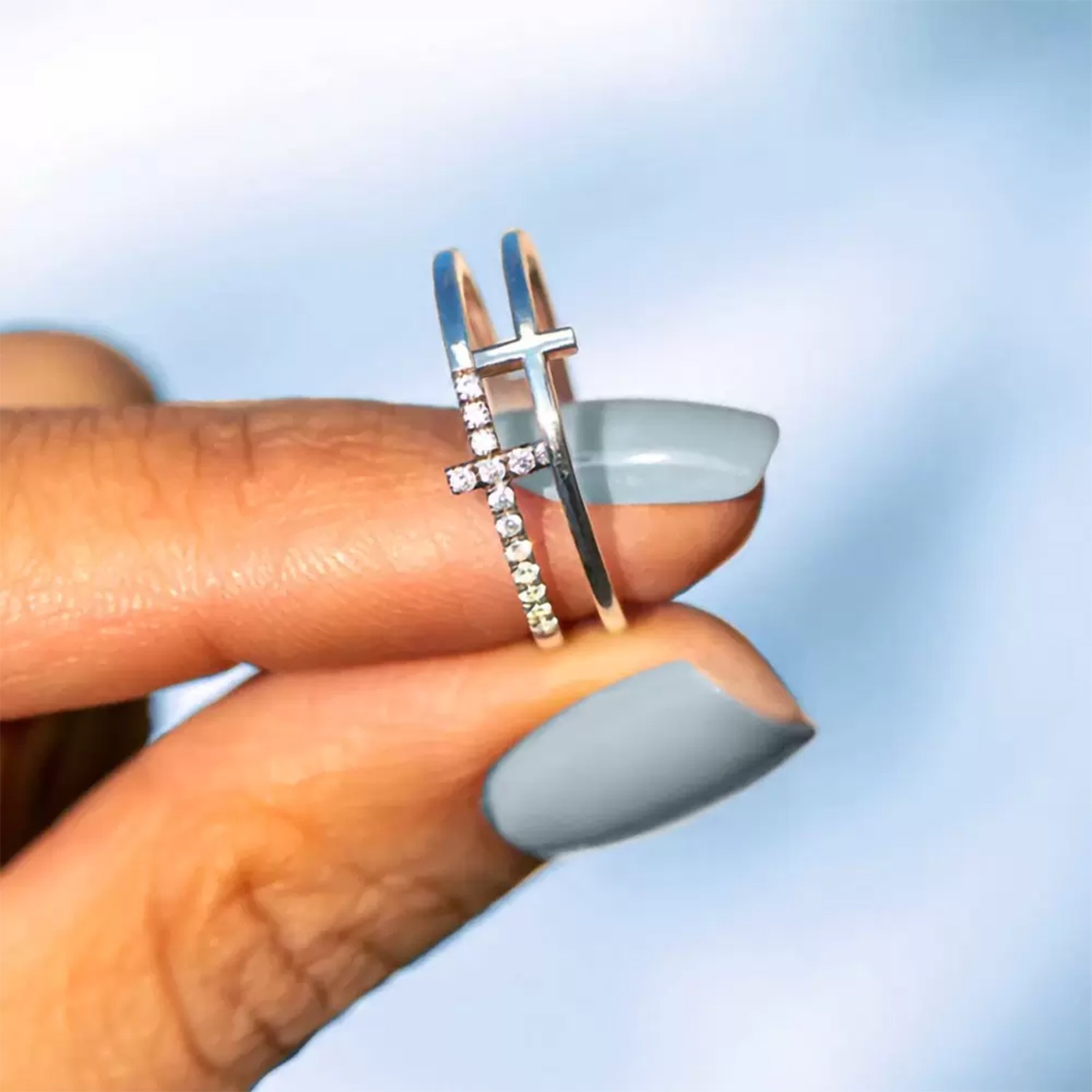 Faith Hope Cross Hug Ring, Adjustable Cross Ring for Women, Sterling Silver 925 Ring, Religious Jewelry, Anniversary/Birthday/Christmas Gift for Girls