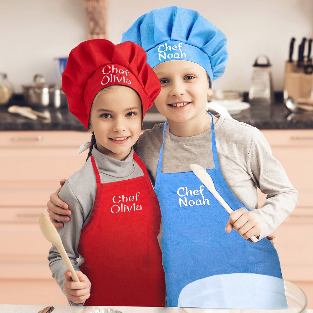 Custom Chef Apron and Hat Set for Children