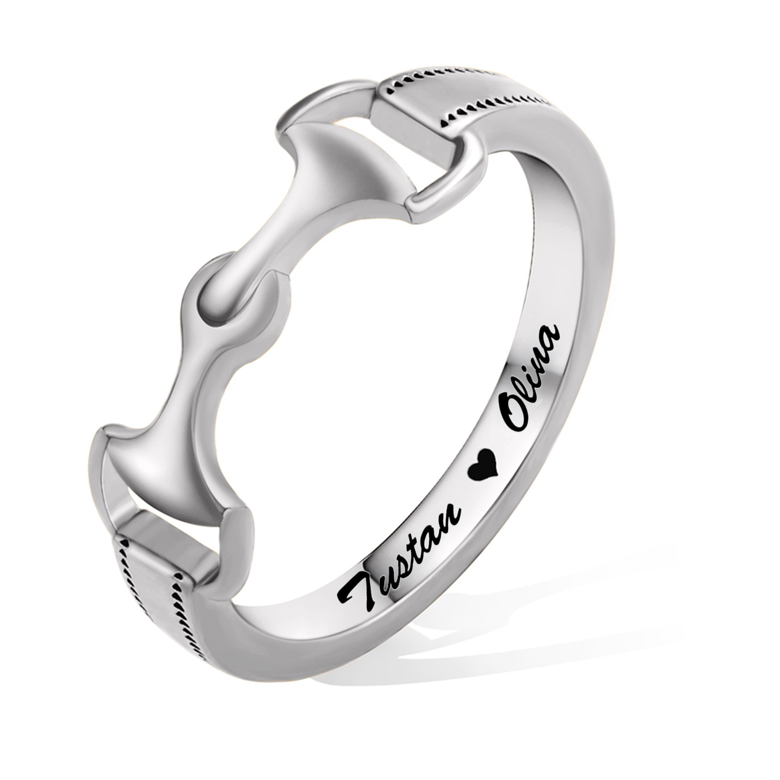 Personalized Snaffle Bit Horse Ring, Sterling Silver Snaffle Bit, Equestrian Jewelry, Horse Ring, Birthday/Christmas Gift for Horse Lovers/Women