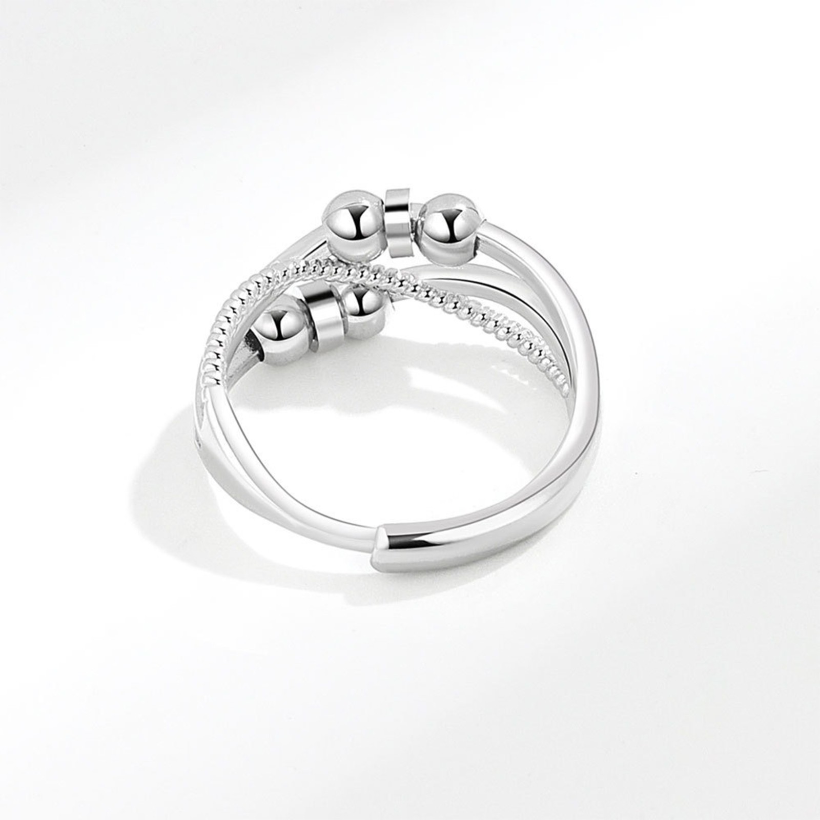 Anti Anxiety Bead Ring, Brass Fidget Ring, Adjustable Rotating Ring, Graduation/Birthday Gift for Men/Women