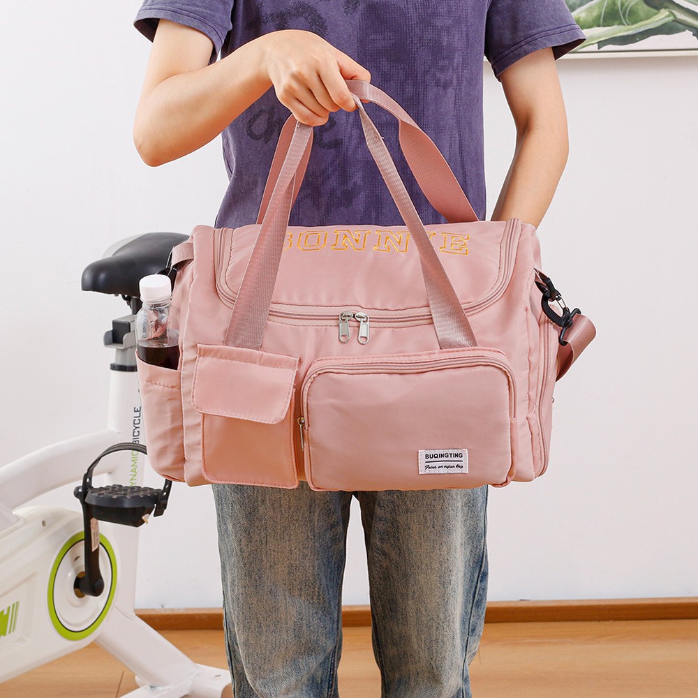 Personalized Embroidered Name Duffle Bag, Multi-compartment Waterproof Weekend Bag with Strap, Back to School Gift/Christmas Gift for Friend/Her