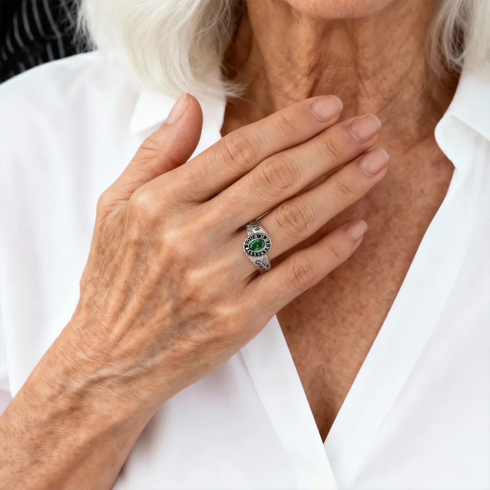 Custom Woman Birthstone School Class Ring with Engraved Text, High School University Graduation Ring, Graduation Gift for Class of 2026 Graduates