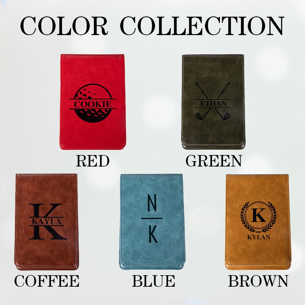 Personalized Leather Golf Scorecard Holder with Multicolor, Custom Name Golf Yardage Book Cover, Golf Accessories, Gift for Golfer/Dad/Groomsmen