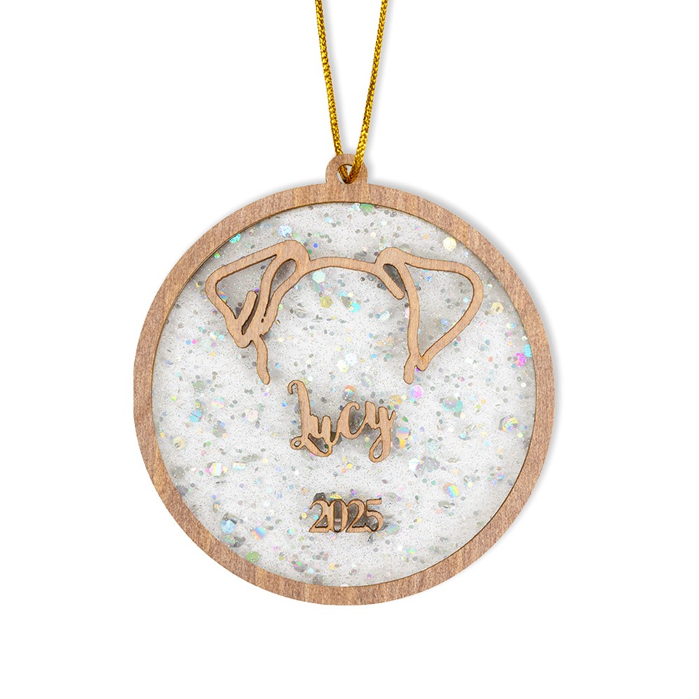 Personalized Dog Ear Memorial Ornament, Custom Wooden Ornament, Christmas Tree Decor, Dog Accessories, Dog Memorial Gift, Gift for Pet Lover/Dog Mom